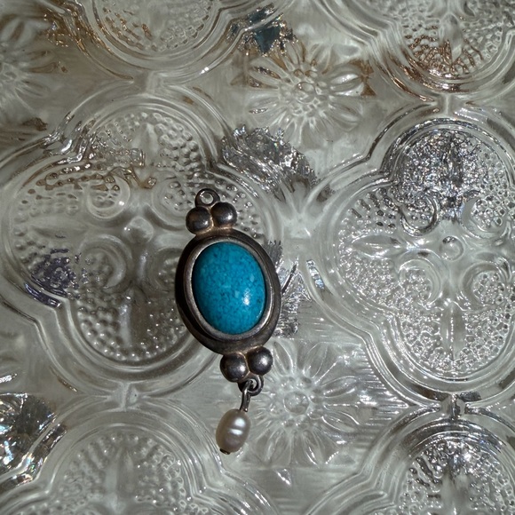 Lot of Vintage CCO Sterling Silver Earring Charms Pearl Dangles Blue Green Turqu - Picture 11 of 13